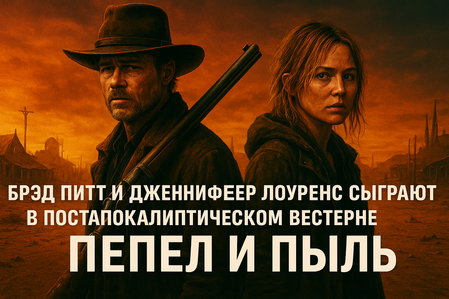 Брэд Питт и Дженнифер Лоуренс сыграют в постапокалиптическом вестерне "Пепел и пыль"